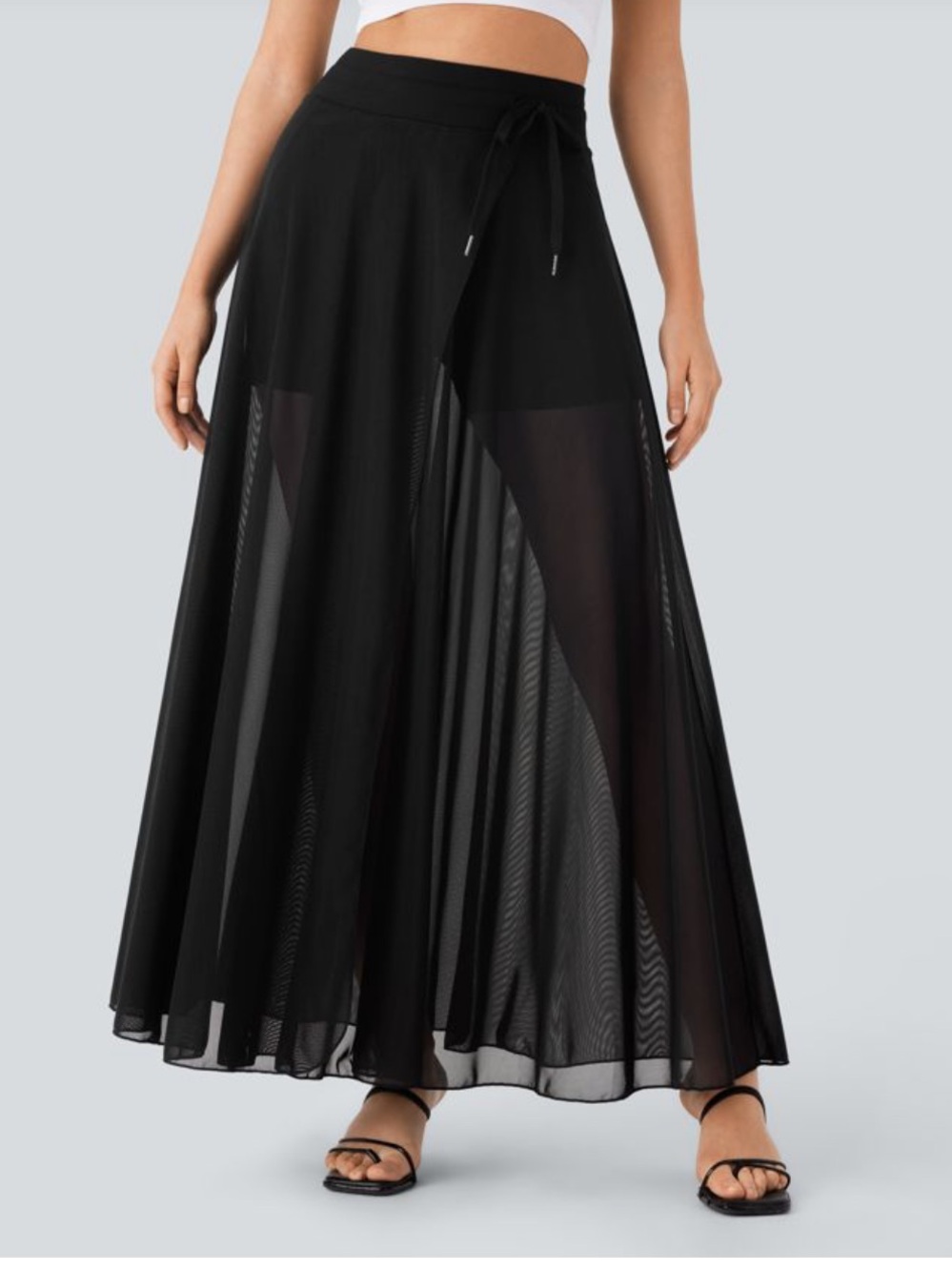 Halara Black Sheer Maxi Skirt with Built-In Shorts